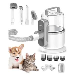 Simpleway Pet Grooming Vacuum V10 6-in-1 Kit Dog Cat Hair Clipper Brush Low Nois